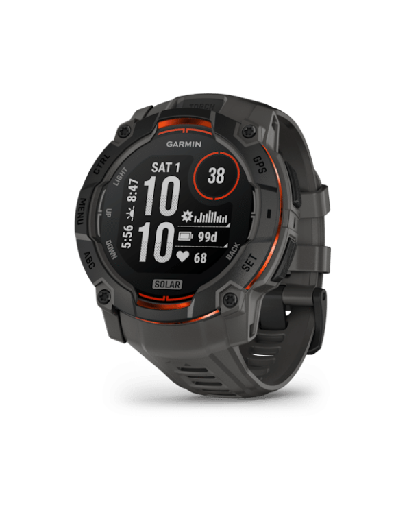 שעון ספורט חכם – Instinct® 3 Solar | 50mm Black Bezel with Charcoal Band