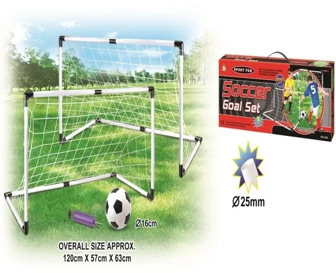 זוג שערי כדורגל מתנפחים + כדור כדורגל ומשאבה לניפוח