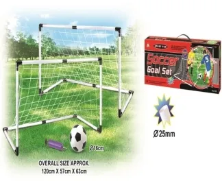 זוג שערי כדורגל מתנפחים + כדור כדורגל ומשאבה לניפוח