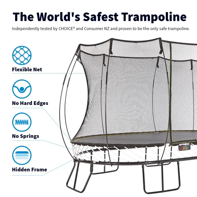 טרמפולינה מרובעת לחצר Springfree בקוטר 3.4 מטר - הבטיחותית בעולם