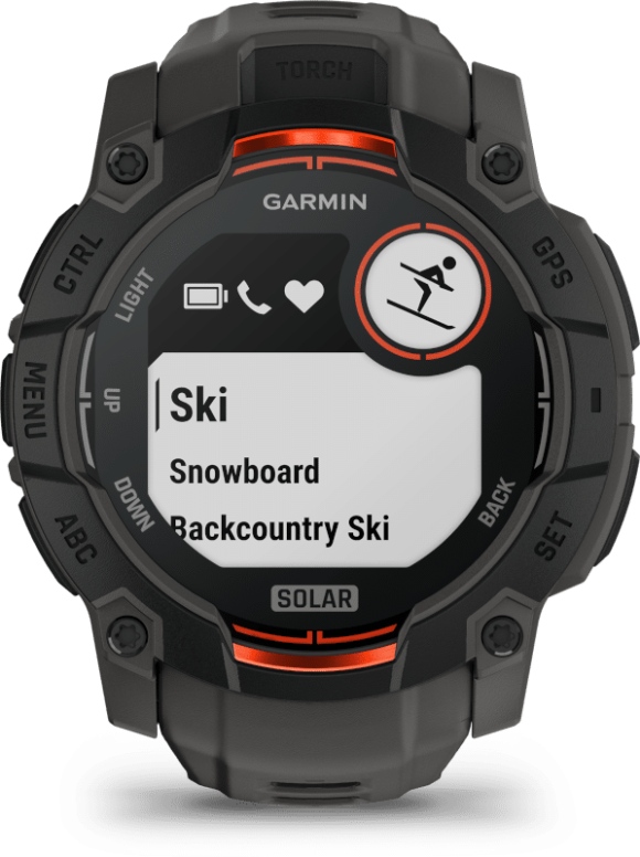 שעון ספורט חכם – Instinct® 3 Solar | 50mm Black Bezel with Charcoal Band