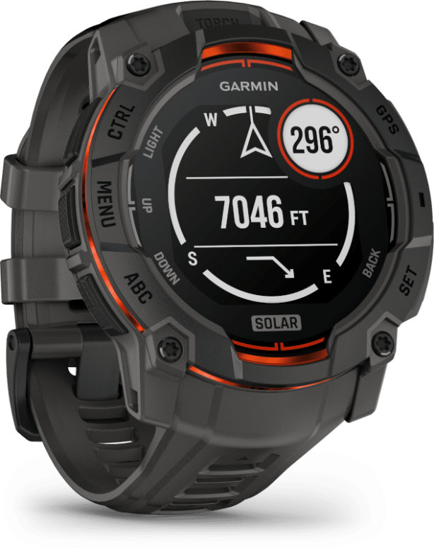 שעון ספורט חכם – Instinct® 3 Solar | 50mm Black Bezel with Charcoal Band